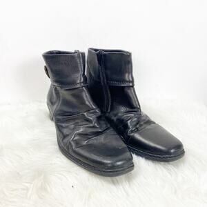 Rieker 41 EU 9 US Womens Black Leather Square Toe Ankle Booties